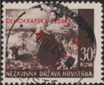 Yugoslavia 1945 Split stamps overprint circles