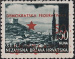 Yugoslavia 1945 Split postage stamps overprint shift