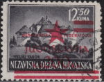 Yugoslavia 1945 Zagreb postage stamp overprint shift