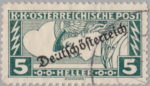 German-Austria 1919 postage stamp overprint flaw: letter u in Deutschösterreich damaged