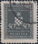 Croatia Official stamp error scratches in the field close to the upper right corner