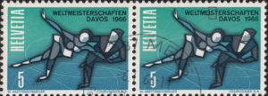 Switzerland figure skating postage stamp plate error