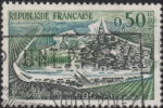 France, postage stamp: two boats on the river