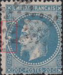 France Napoleon III 20 centimes postage stamp error Multiple big white spots deforming the left frame