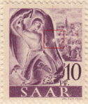 Germany SAAR postage stamp error: Big white circle in the center of mine wall to the right.