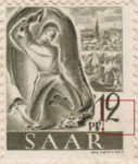Germany SAAR postage stamp error: Finishing stroke of numeral 2 missing.
