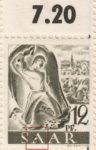 Germany SAAR postage stamp error: White spot on the first letter A in SAAR.