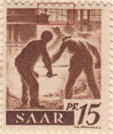 Germany SAAR postage stamp error: Cracked windows right from the furnace.
