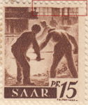 Germany SAAR postage stamp error: Right side of upper frame damaged.