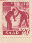 Germany SAAR postage stamp error: Upper left corner damaged.