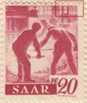 Germany SAAR postage stamp error: Window to the right broken.