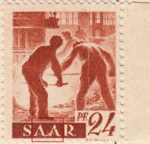 Germany SAAR postage stamp error: Letters A in SAAR connected.