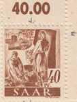 Germany SAAR postage stamp error: Additional colored circle in the sky left from the standing girl’s head.