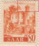 Germany SAAR postage stamp error: Borderline of upper right corner missing.