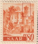 Germany SAAR postage stamp error: Big vertical crack in the tower.