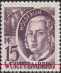 Germany Wuerttemberg postage stamp error Hoelderlin dotted lines