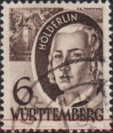 Germany Wuerttemberg postage stamp error Hoelderlin dotted lines