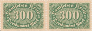 Germany 1923 300 mark postage stamp flaw