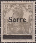 Germany 1920 SARRE postage stamp type canceling bar split in the middle