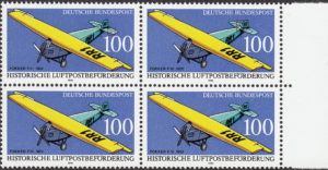 Germany 1991 airplane Fokker F III postage stamp plate flaw Mi.1524I