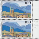 Germany stamp plate flaw Horizontal line left from the main entrance broken.