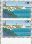Germany postage stamp plate flaw Colored dot right from the tallest lighthouse.