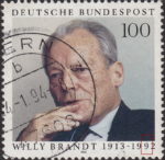 Germany 1993 Willy Brandt postage stamp plate flaw Mi.1706I