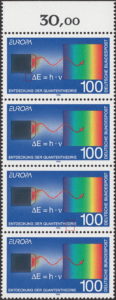 Germany postage stamp plate flaw Disturbance in color left from the Delta sign.