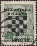 Croatia 1941 stamp overprint error A in NEZAVISNA damaged