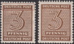 Germany Soviet occupation zone West Saxony stamp plate flaw Top inscription DEUTSCHE POST vertically misaligned, closer to top frame.