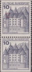 Germany, plate error on postage stamp Schloss Glücksburg Second and third horizontal lines joined