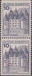 Germany 1977 postage stamp Schloss Glücksburg plate flaw Dot above basement window