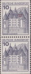Germany 1977 postage stamp Schloss Glücksburg plate flaw Connected triangle