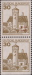 Germany plate error on postage stamp Burg Ludwigstein Bush below barred window broken, bars on window shorter