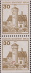 Germany Berlin Burg Ludwigstein postage stamp plate flaw The lowest brick on the tower prolonged