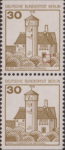 Germany Berlin Burg Ludwigstein postage stamp plate flaw Dot between the barred window and the bush