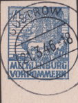 Germany Mecklenburg Vorpommern stamp plate flaw Colored spots below the bottom frame