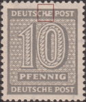 Germany Soviet occupation zone West Saxony stamp plate flaw White spot connecting letters H and E in DEUTSCHE.