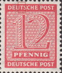 Germany Soviet occupation zone West Saxony stamp plate flaw Indentation on top of letter T in DEUTSCHE.