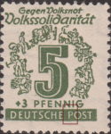 Germany Soviet occupation zone West Saxony stamp plate flaw Loop of letter P in POST open at the bottom.
