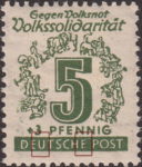 Germany Soviet occupation zone West Saxony stamp plate flaw Letter E in DEUTSCHE deformed, letter U broken at the bottom.