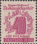 Germany Soviet occupation zone West Saxony stamp plate flaw Loop of letter P in POST open on the left side.