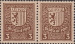 Germany Soviet occupation zone West Saxony stamp plate flaw D in DEUTSCHE indented at the bottom.