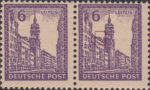 Germany Soviet occupation zone West Saxony stamp plate flaw Top of the roof left from the tower sloping. 