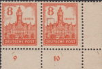 Germany Soviet occupation zone West Saxony stamp plate flaw A flag on the first tower from the left.