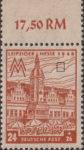 Germany Soviet occupation zone West Saxony stamp plate flaw The fifth cloud line below 9 in 1946 broken.