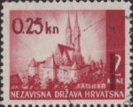 Croatia 1942 provisional postage stamp overprint flaw deformed zero