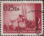 Croatia 1942 deformed overprint on postage stamp