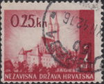 Croatia Zagreb provisional stamp overprint deformed