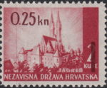 Croatia 1942 Zagreb postage stamp error thin vertical line